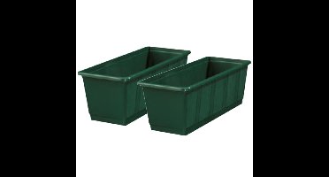 Plantenbak/bloembak - 3x - groen - rechthoekig - 60 x 17,5 x 14,5 cm