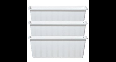 Plantenbak/bloembak/balkonbak Agro - 3x - wit - kunststof - 40 x 18 x 14 cm