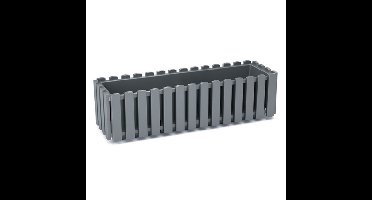 Plantenbak/bloembak Fence look - kunststof - steengrijs - 58 x 18 x 16 cm