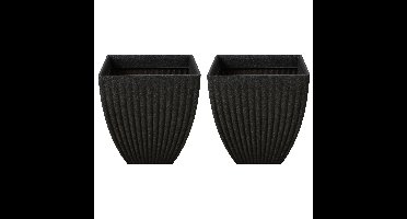 Plantenpot/bloempot - 2x - Tuin - kunststof - antraciet grijs - D40 x H42 cm