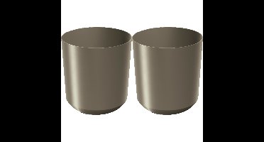 Plantenpot/bloempot Babylon - 2x - kunststof - buiten/binnen - titanium grijs - D20 x H20 cm