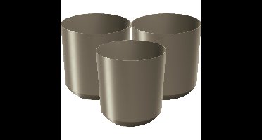 Plantenpot/bloempot Babylon - 3x - kunststof - buiten/binnen - titanium grijs - D20 x H20 cm