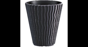 Plantenpot/bloempot Sand Waves - buiten/binnen - kunststof - antraciet - D30 x H33 cm