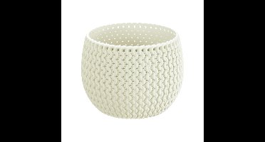 Plantenpot/bloempot Splofy - creme wit - kunststof - D24 x H16 cm - binnen/buiten pot