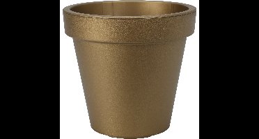 Plantenpot/bloempot - Tuin buiten - kunststof - mat goud - D20 cm