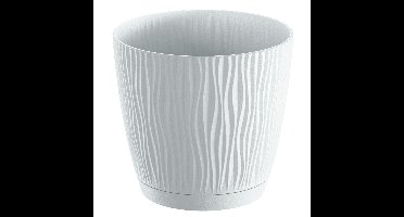Plantenpot/bloempot Waves - kunststof - wit - D24 x H23 cm - binnen/buiten