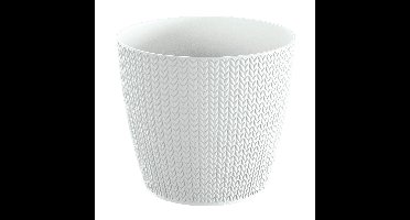 Plantenpot voor buiten - parel wit - kunststof - D19 x H17 cm - Stijlvol