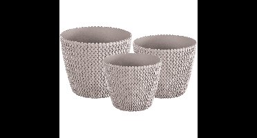 Plantenpotten/bloempot set 3x mix formaten kunststof taupe 30/26/22 cm