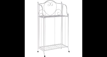 Plantenrek/plantentafel - wit - metaal - opvouwbaar - 34 x 18 x 65 cm