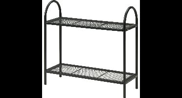 Plantenrek/plantentafel - zwart - metaal - 60 x 22 x 58 cm - buiten