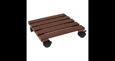 Plantentrolley - hout - bruin - vierkant - 29 x 29 cm - 100 kilo