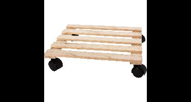 Plantentrolley - hout - naturel - vierkant - 28 x 28 cm - 50 kilo