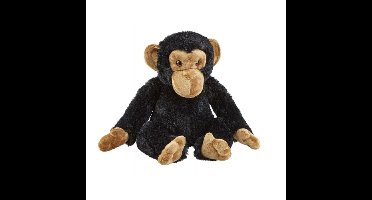 Pluche knuffel Chimpansee aap - zwart - 30 cm - Speelgoed apen knuffelbeesten