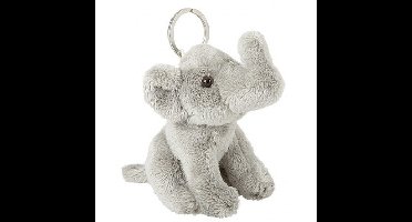 Pluche olifanten knuffel sleutelhanger - grijs - 10 cm