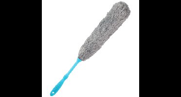 Plumeau/duster - synthetisch - blauw/grijs - 59 cm - stoffer/ragebol