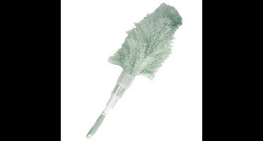 Plumeau/duster - synthetisch - groen/grijs - 55 cm - stoffer/ragebol