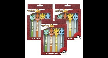 Pok?mon Balpennen - set 12x stuks - multi kleuren - kantoor/school - uitdeelcadeautjes