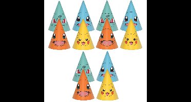 Pokemon feesthoedjes - 24x stuks - H16 cm - themafeest - kinderfeestje