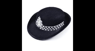 Politie/agent verkleed helm - zwart - vilt materiaal - volwassenen