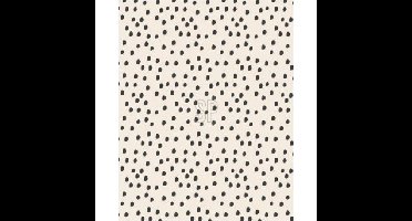 Polyester fleece deken/dekentje/plaid 130 x 170 cm beige met zwarte stippen