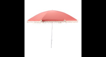 Pro Beach Strand Parasol Aruba - D180 cm - roze - kantelbaar/opvouwbaar - verstelbaar - franjes