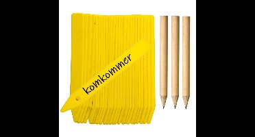 Pro Garden Nature Steeketiketten - 75x stuks - moestuin / groentetuin / kruidentuin - 10 cm - geel