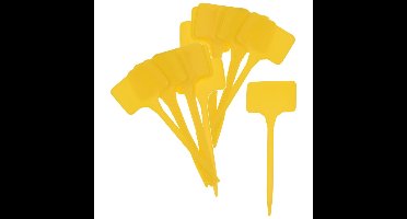 Pro Garden plantenetiketten - 60x stuks - geel - kunststof - H15 cm - moestuin