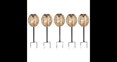 Pro Garden Solar tuinlamp / prikspot - 6x - warm wit - 13 x 13 x 52 cm - tuinverlichting