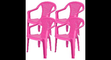 Pro Garden Stoeltje voor kinderen - 4x - roze - 52 cm - binnen en buiten - kunststof