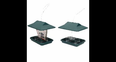 Pro Garden Vogelvoedersilo - 2x - hangend - voederhuisje - groen