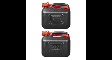 Pro Plus jerrycan/benzinetank - 2x - zwart - 5 liter - Voor benzine/diesel