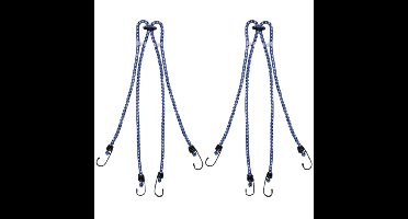 Proplus bagagespin - 2x - 4-armig - snelbinders met haken - 4 x 60 cm - elastisch - voor fiets/motor