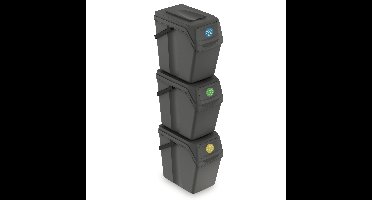 Prosperplast Afvalscheidingprullenbakken - 3x 25L - grijs - prullenbak