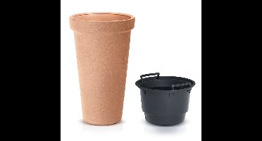Prosperplast Plantenpot/bloempot Flower Tower - kunststof - terracotta - D48 x H78 cm - binnenpot