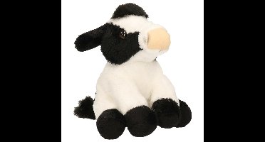 Ravensden Pluche Knuffel koe zittend - 15 cm - Boerderij kinderen knuffels - Koeien - zwart/wit