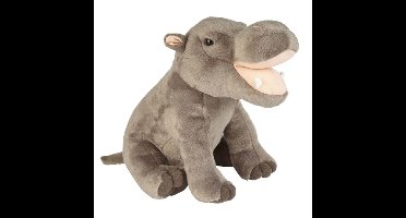 Ravensden Pluche nijlpaard knuffel - grijs - 30 cm - safari dieren speelgoed