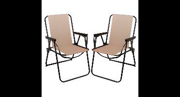 Redcliffs Stoel unica - 2x - beige - opvouwbaar - 75 x 38 cm - metaal/polyester - camping / tuin