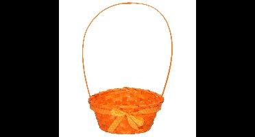 Rieten mandje met hengsel - oranje - 21 x 39 cm - Opbergen - Paaseieren mandje