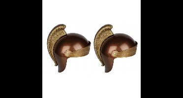 Romeinse ridder helm - 2x stuks - bruin - kinderen - one size - carnaval verkleedaccessoire