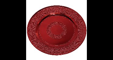 Ronde diner onderborden/kaarsenbord/plateau glimmend rood van 33 cm