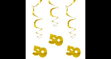Rotorspiralen 50 jaar - 18x - goud - hangdecoraties - 50e jubileum - verjaardag versiering