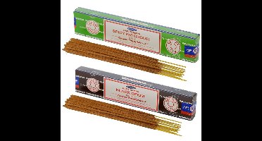 Satya Wierook cadeaus set - 2x geurstokjes - Patchouli en Black Opium geur - Meditatie
