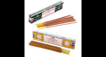 Satya Wierook cadeaus set - 2x geurstokjes - Sandelhout en Patchouli Forrest geur - Meditatie