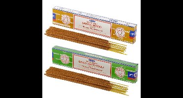 Satya Wierook cadeaus set - 2x geurstokjes - Sandelhout en Patchouli geur - Meditatie
