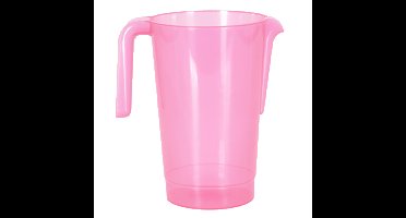 Schenkkan/waterkan - roze - 1500 ML - kunststof - 20 x 18 x 20,5 cm