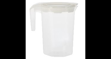 Schenkkan/waterkan - wit - 1750 ML - kunststof - 22 x 10 x 22 cm