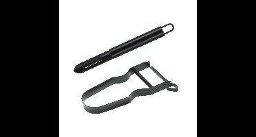 Schil/aardappelschilmes/dunschiller - set van 2 - zwart - RVS - 20 en 11 cm