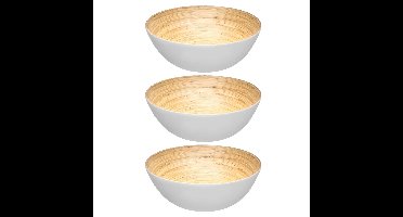 Secret de Gourmet - 3x stuks - Slakom/serveer schaaltjes - bamboe - D25 cm