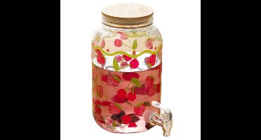 Secret de Gourmet Drankdispenser - 4 liter - rood - glas - limonadetap - waterdispenser
