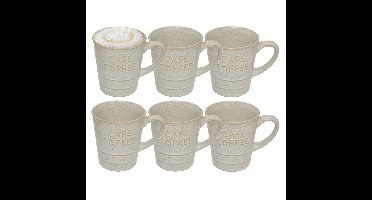 Secret de gourmet Koffiemok - 6x - wit - keramiek - 200 ml - beker - mokken